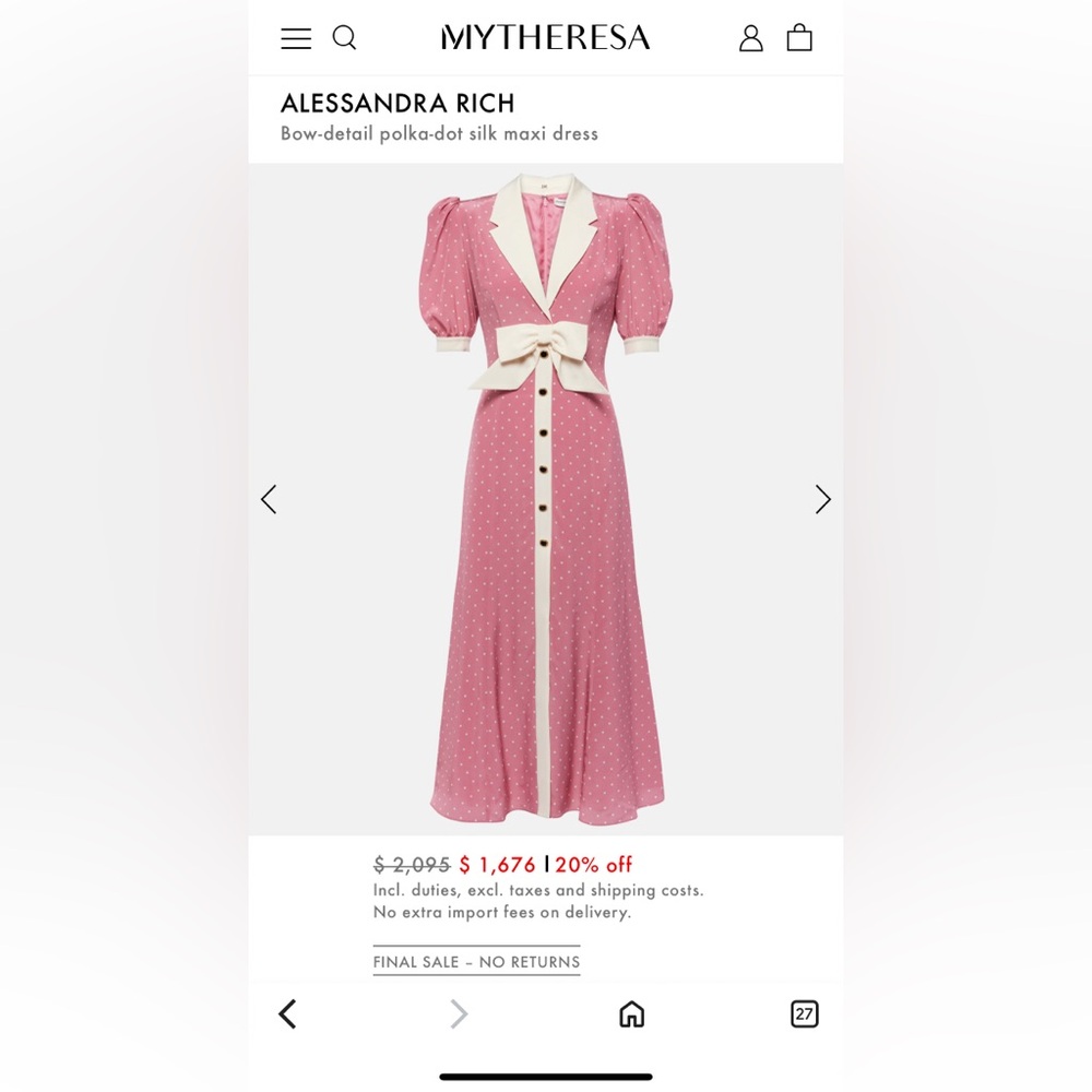 Alessandra Rich Pink and Cream Midi Dress
